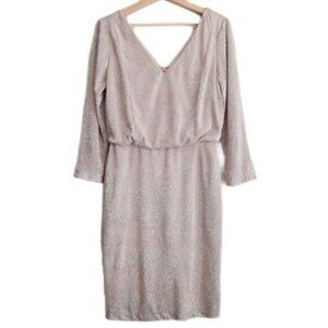 CALVIN KLEIN Metallic Shimmer Long Sleeve Dress Sz 8
